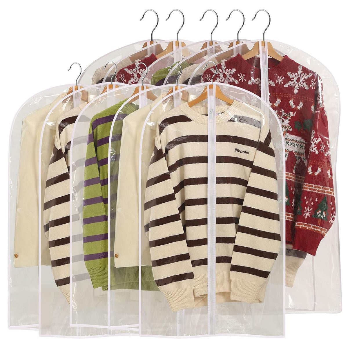 HASTHIP 10Pcs Clear Garment Bags for Hanging Clothes, 23.6*39.3 Inches Suit Bags for Closet Storage, Plastic Garment Bags Hanging Clothes Bags Dress Bag with Zipper for Closet HASTHIP 10Pcs Clear Garment Bags for Hanging Clothes, 23.6*39.3 Inches Suit Bags for Closet Storage, Plastic Garment Bags Hanging Clothes Bags Dress Bag with Zipper for Closet